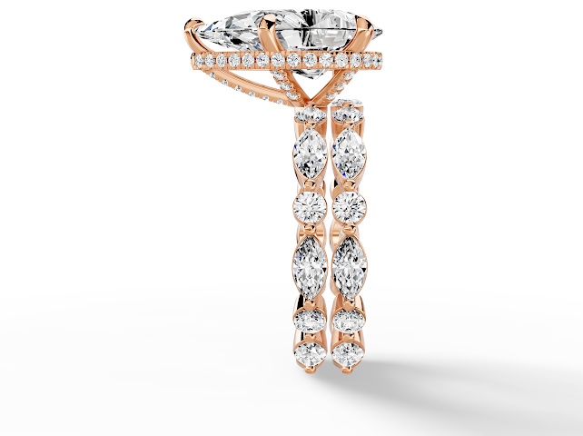 Pear on marquise round wedding band included